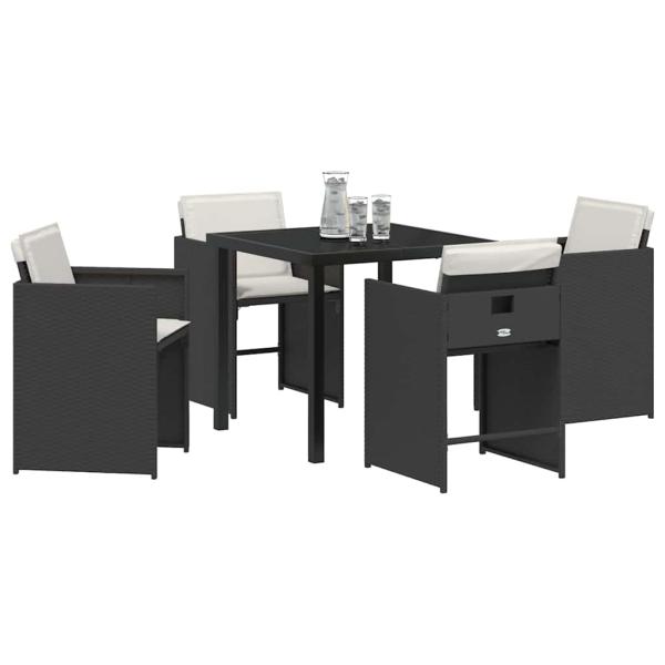 Garten Essgruppe 5 pcs Schwarz Poly-Rattan