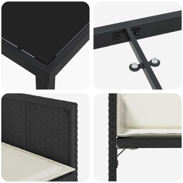 Garten Essgruppe 5 pcs Schwarz Poly-Rattan
