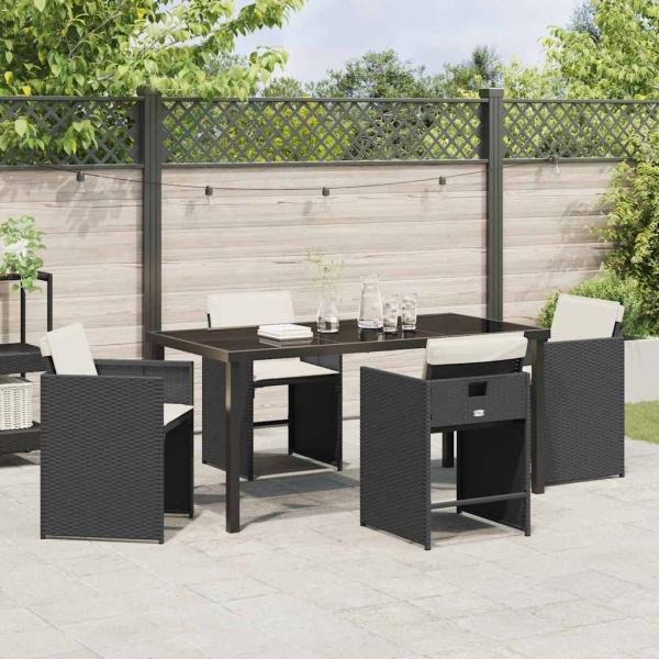 Garten Essgruppe 5 pcs Schwarz Poly-Rattan