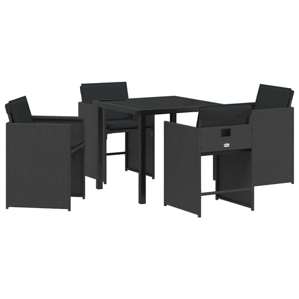 Garten Essgruppe 5 pcs Schwarz Poly-Rattan