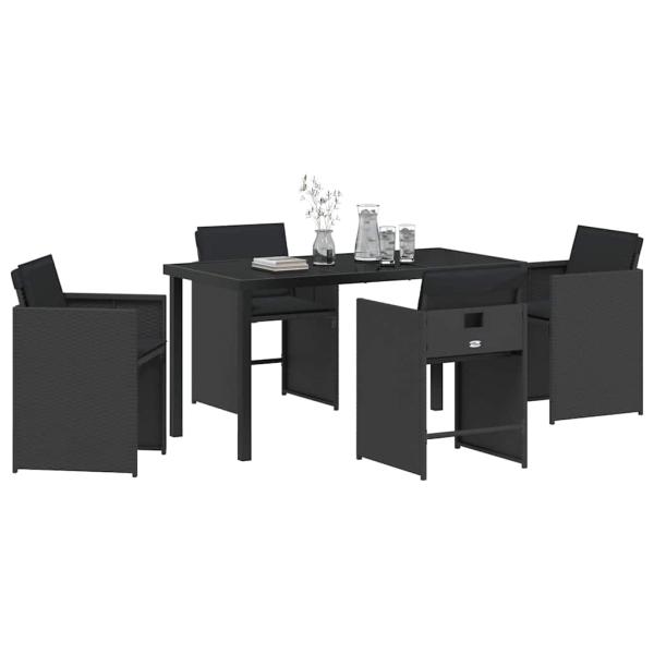 Garten Essgruppe 5 pcs Schwarz Poly-Rattan