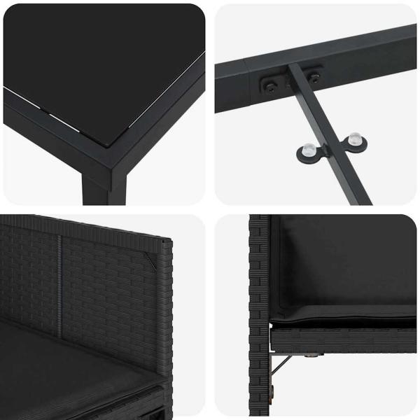 Garten Essgruppe 5 pcs Schwarz Poly-Rattan