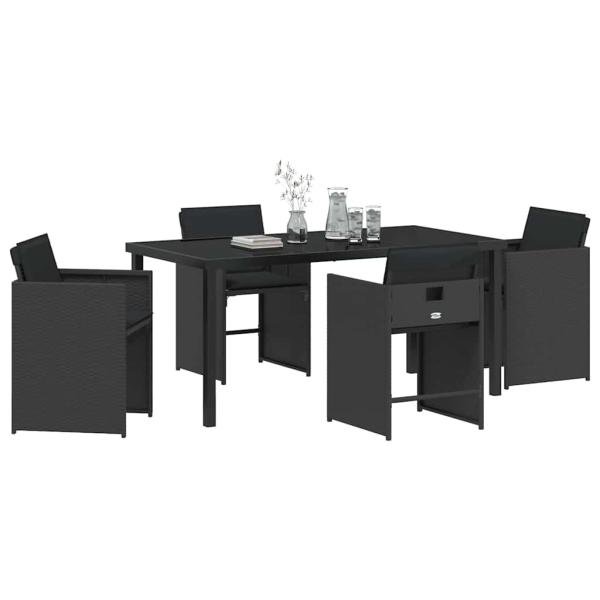 Garten Essgruppe 5 pcs Schwarz Poly-Rattan