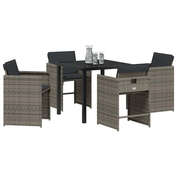 Garten Essgruppe 5 pcs Grau Poly-Rattan