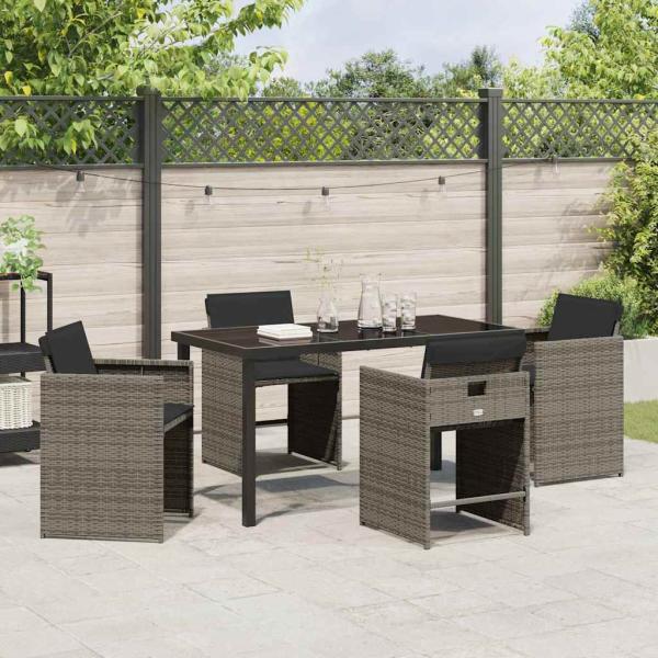 Garten Essgruppe 5 pcs Grau Poly-Rattan