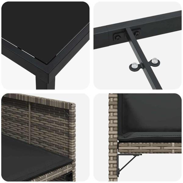 Garten Essgruppe 5 pcs Grau Poly-Rattan