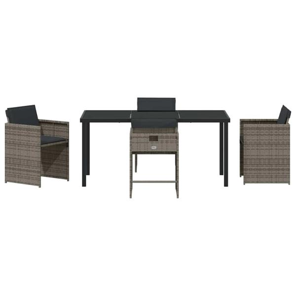 Garten Essgruppe 5 pcs Grau Poly-Rattan