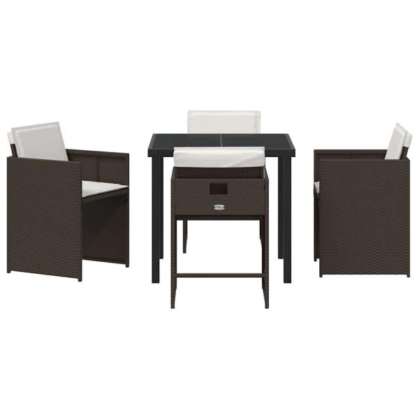 Garten Essgruppe 5 pcs Braun Poly-Rattan