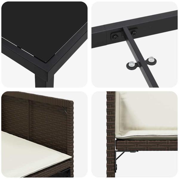 Garten Essgruppe 5 pcs Braun Poly-Rattan