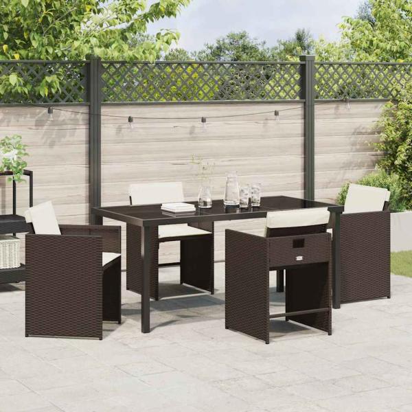 Garten Essgruppe 5 pcs Braun Poly-Rattan