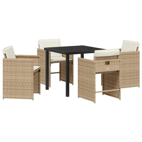 Garten Essgruppe 5 pcs Beige Poly-Rattan