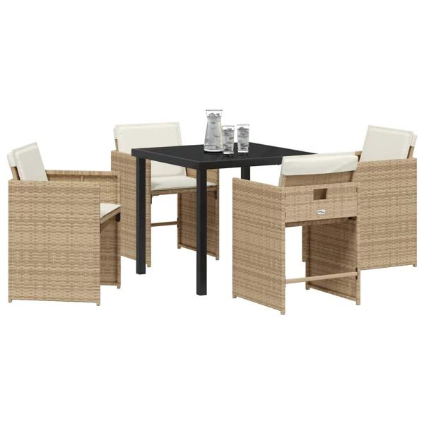 Garten Essgruppe 5 pcs Beige Poly-Rattan