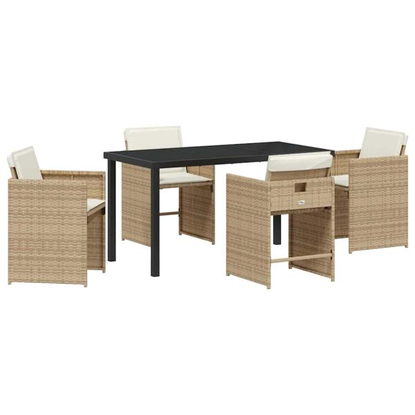 Garten Essgruppe 5 pcs Beige Poly-Rattan