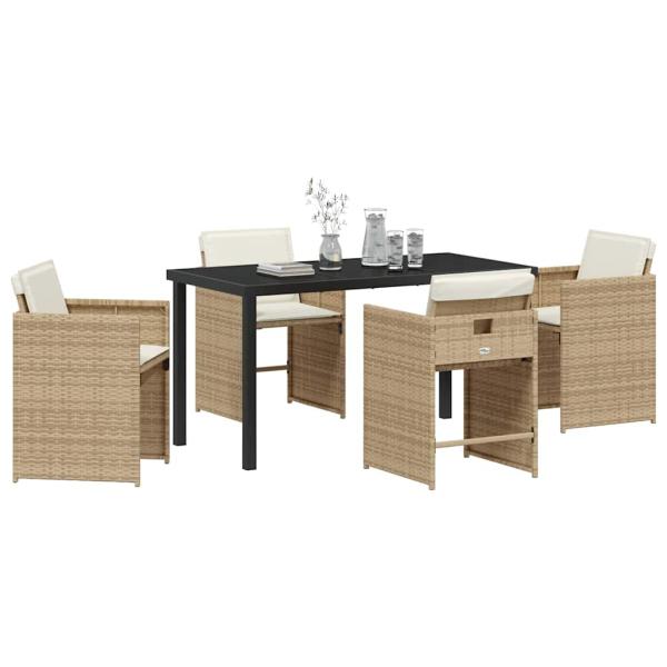 Garten Essgruppe 5 pcs Beige Poly-Rattan
