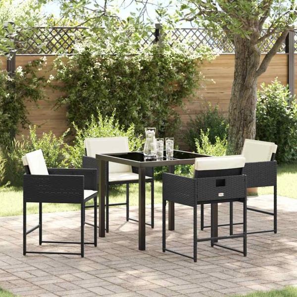 ARDEBO.de - Garten Essgruppe 5 pcs Schwarz Poly-Rattan