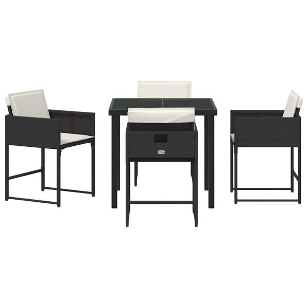 Garten Essgruppe 5 pcs Schwarz Poly-Rattan