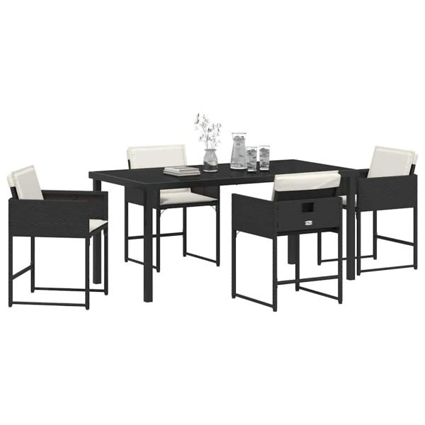 Garten Essgruppe 5 pcs Schwarz Poly-Rattan
