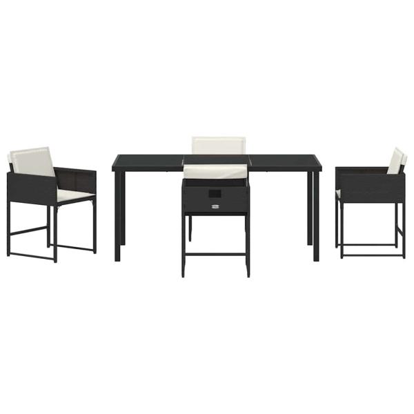 Garten Essgruppe 5 pcs Schwarz Poly-Rattan