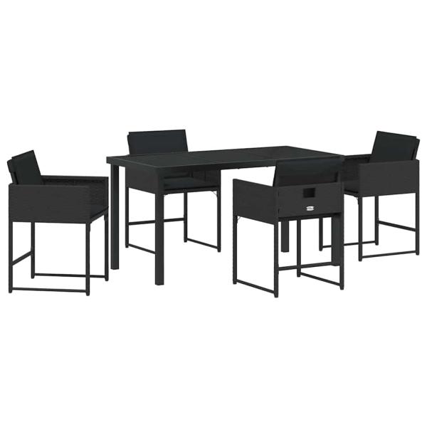 Garten Essgruppe 5 pcs Schwarz Poly-Rattan