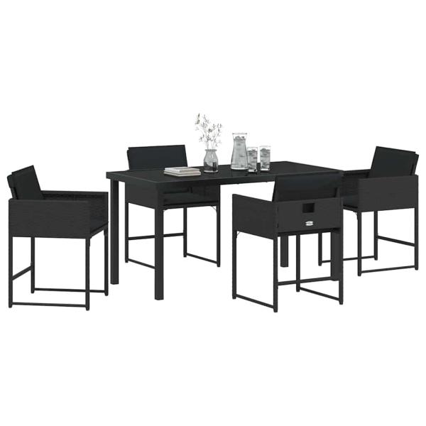 Garten Essgruppe 5 pcs Schwarz Poly-Rattan