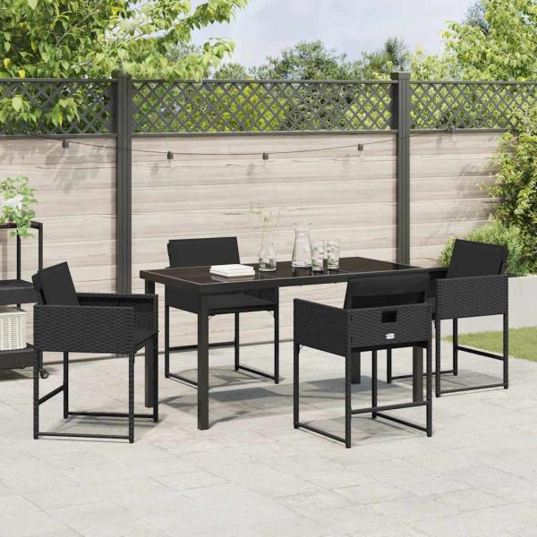 Garten Essgruppe 5 pcs Schwarz Poly-Rattan
