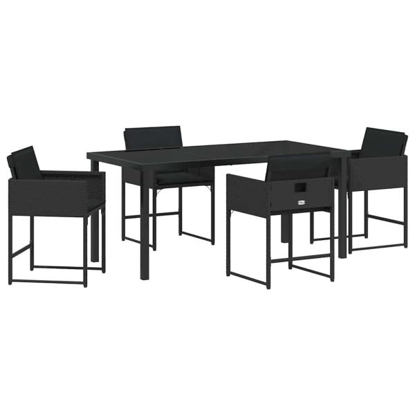 Garten Essgruppe 5 pcs Schwarz Poly-Rattan