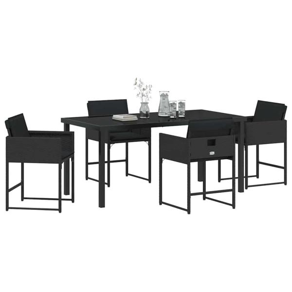 Garten Essgruppe 5 pcs Schwarz Poly-Rattan