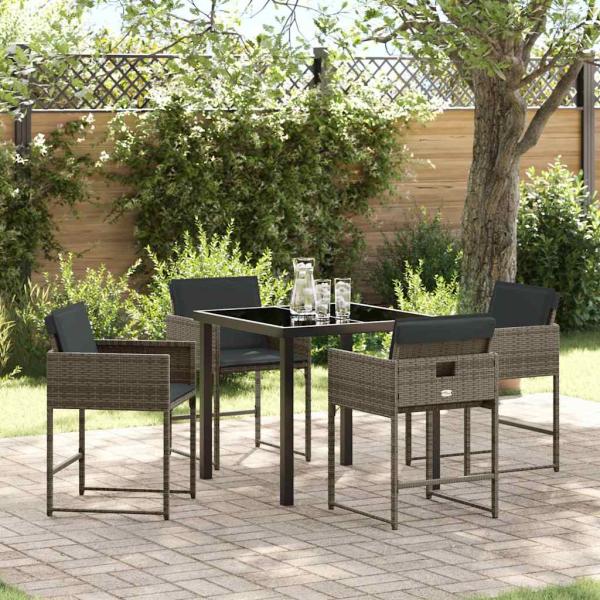 ARDEBO.de - Garten Essgruppe 5 pcs Grau Poly-Rattan