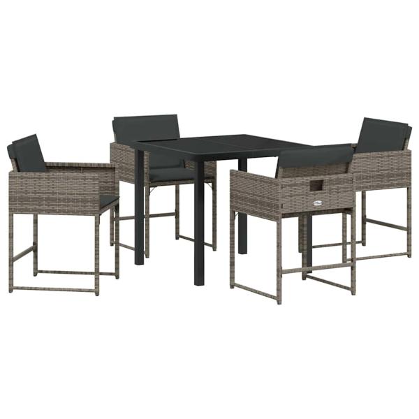 Garten Essgruppe 5 pcs Grau Poly-Rattan