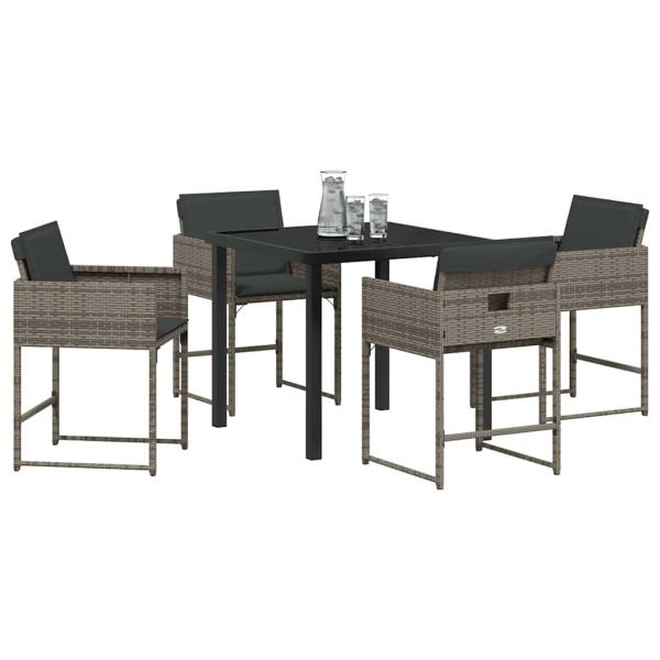 Garten Essgruppe 5 pcs Grau Poly-Rattan