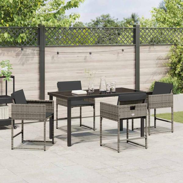 Garten Essgruppe 5 pcs Grau Poly-Rattan