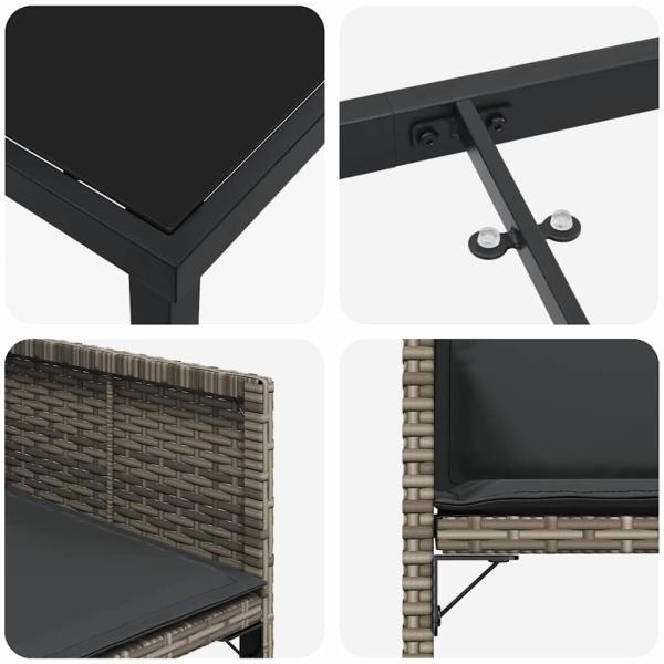 Garten Essgruppe 5 pcs Grau Poly-Rattan