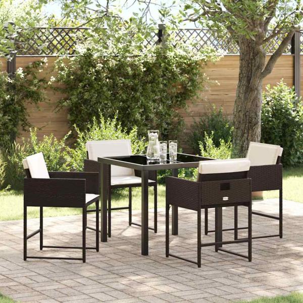 ARDEBO.de - Garten Essgruppe 5 pcs Braun Poly-Rattan