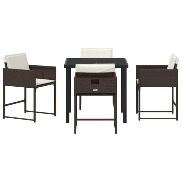 Garten Essgruppe 5 pcs Braun Poly-Rattan