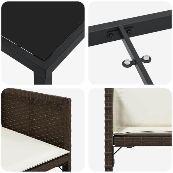 Garten Essgruppe 5 pcs Braun Poly-Rattan