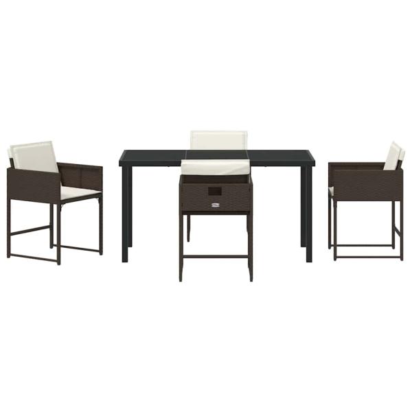 Garten Essgruppe 5 pcs Braun Poly-Rattan