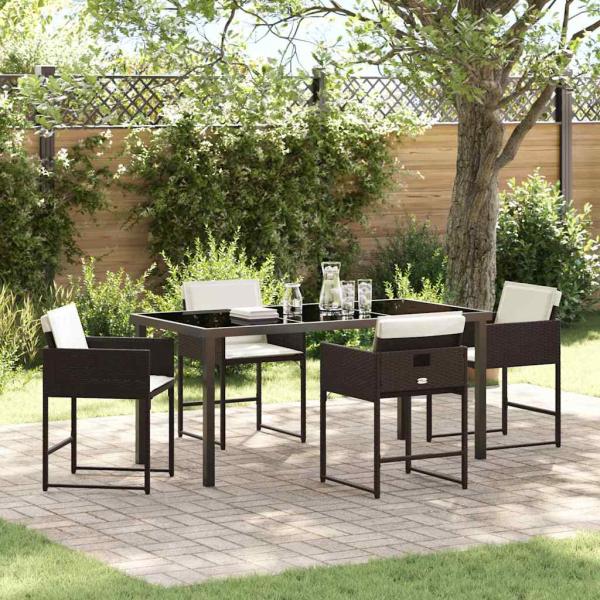 ARDEBO.de - Garten Essgruppe 5 pcs Braun Poly-Rattan