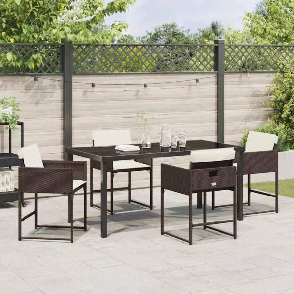 Garten Essgruppe 5 pcs Braun Poly-Rattan