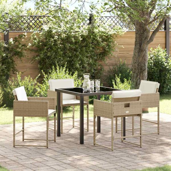 ARDEBO.de - Garten Essgruppe 5 pcs Beige Poly-Rattan