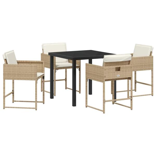 Garten Essgruppe 5 pcs Beige Poly-Rattan