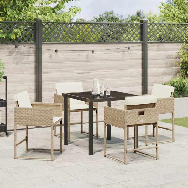 Garten Essgruppe 5 pcs Beige Poly-Rattan