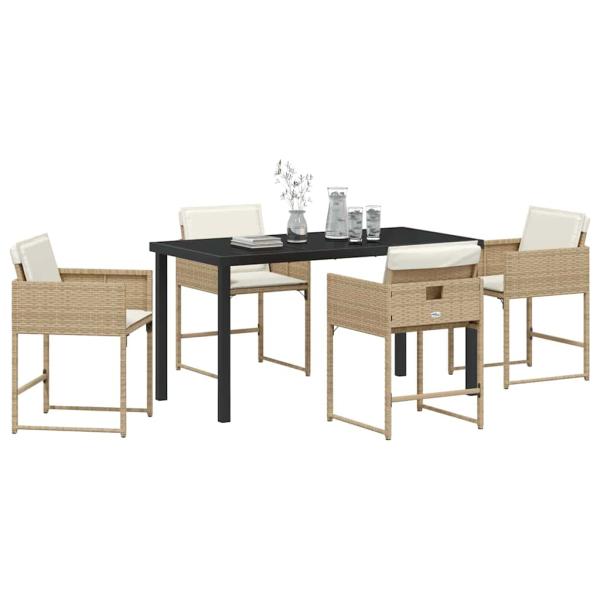 Garten Essgruppe 5 pcs Beige Poly-Rattan