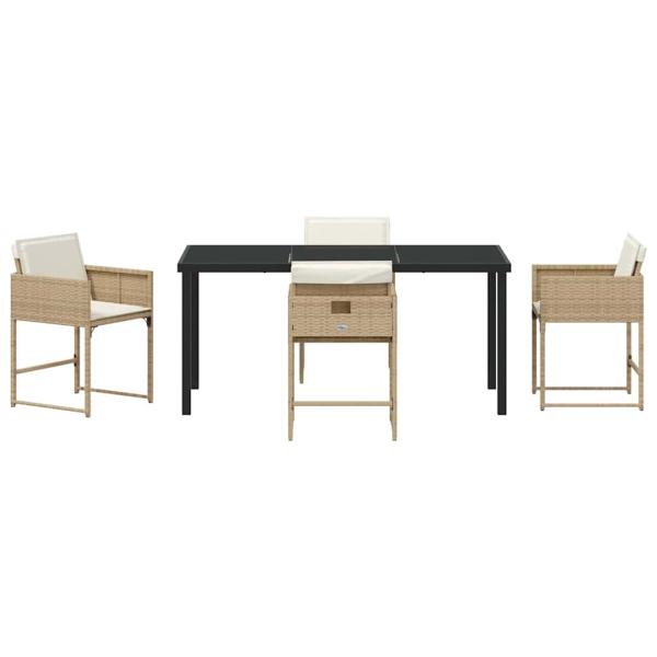 Garten Essgruppe 5 pcs Beige Poly-Rattan