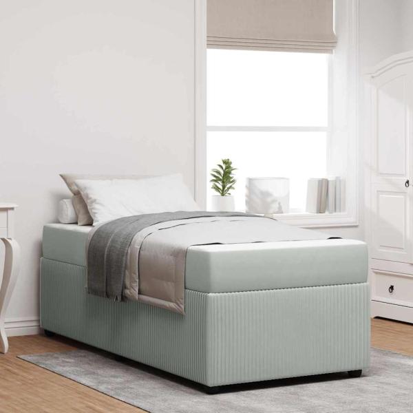 ARDEBO.de - Bettgestell mit Matratze mit Matratze Hellgrau 80 x 200 cm Samt