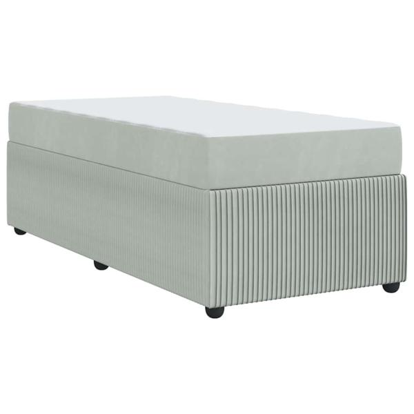 Bettgestell mit Matratze mit Matratze Hellgrau 80 x 200 cm Samt