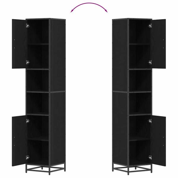 Badezimmer Schrank mit Tür Schwarze Eiche 35 x 37,5 x 188,5 cm