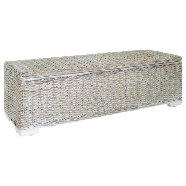 ARDEBO.de - Truhe Weiß 110 cm Natur Kubu Rattan & Massivholz Mahagoni