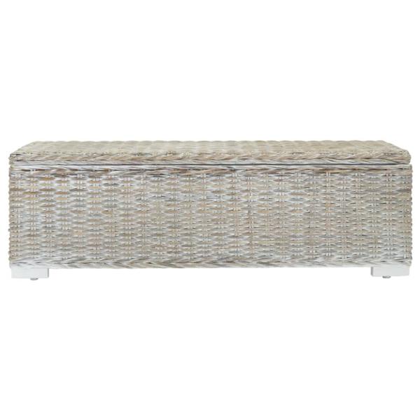 Truhe Weiß 110 cm Natur Kubu Rattan & Massivholz Mahagoni