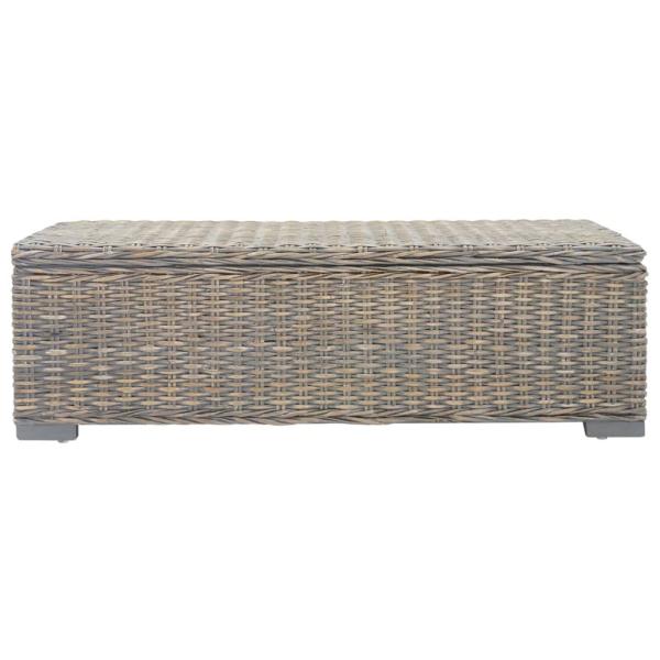 Truhe Grau 110 cm Natur Kubu Rattan & Massivholz Mahagoni