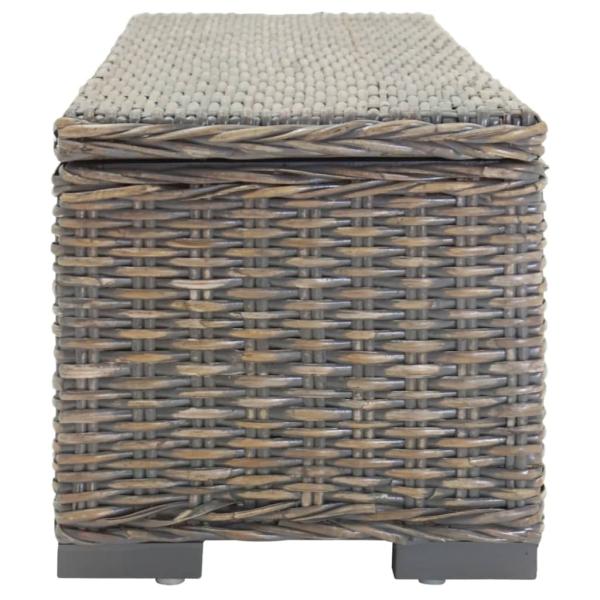 Truhe Grau 110 cm Natur Kubu Rattan & Massivholz Mahagoni